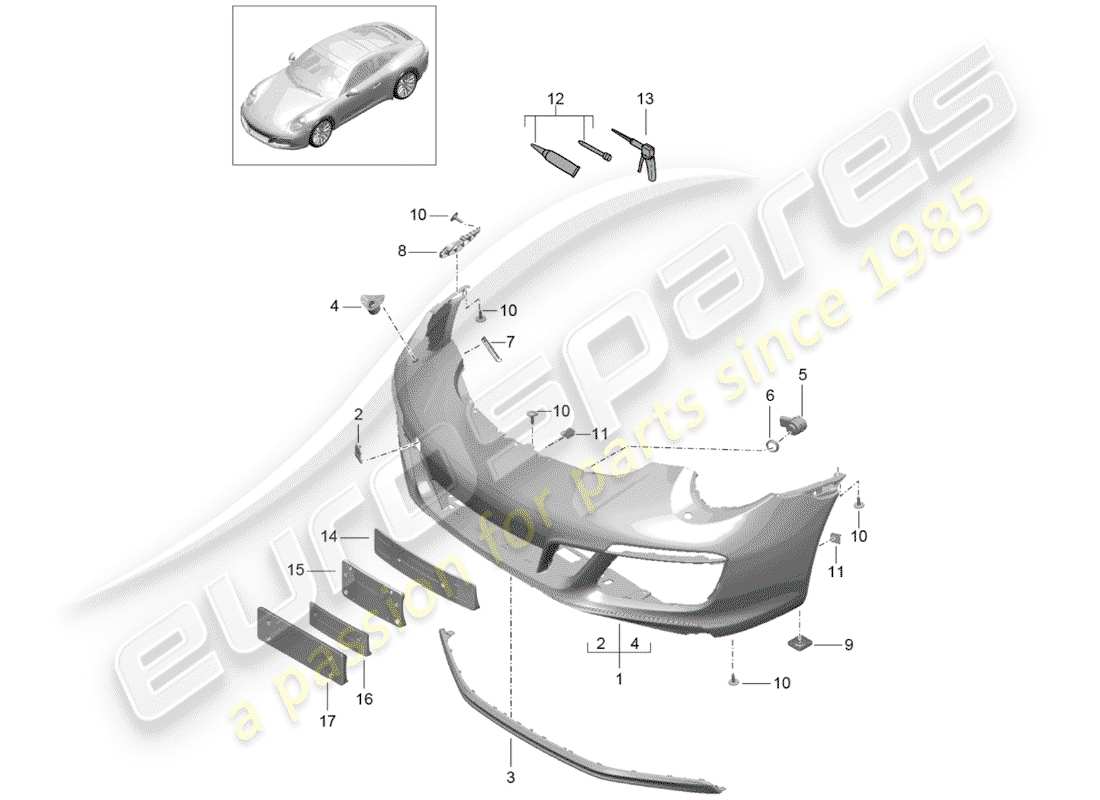 porsche 2020 (991-2) pare-chocs schéma des pièces