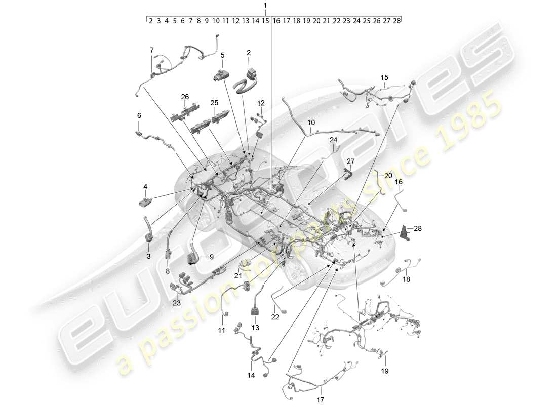 porsche 991 gen. 2 (2020) faisceaux de câbles schéma des pièces