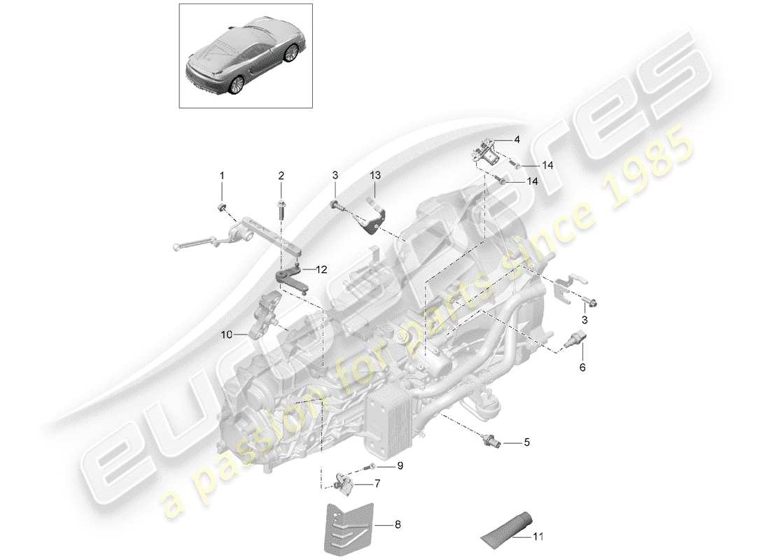 porsche 2016 (981 cayman gt4) boîte de vitesses manuelle schéma des pièces