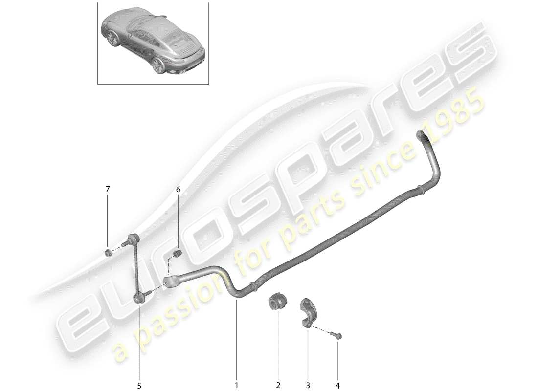 porsche 2020 (991-2 turbo) schéma des pièces du stabilisateur
