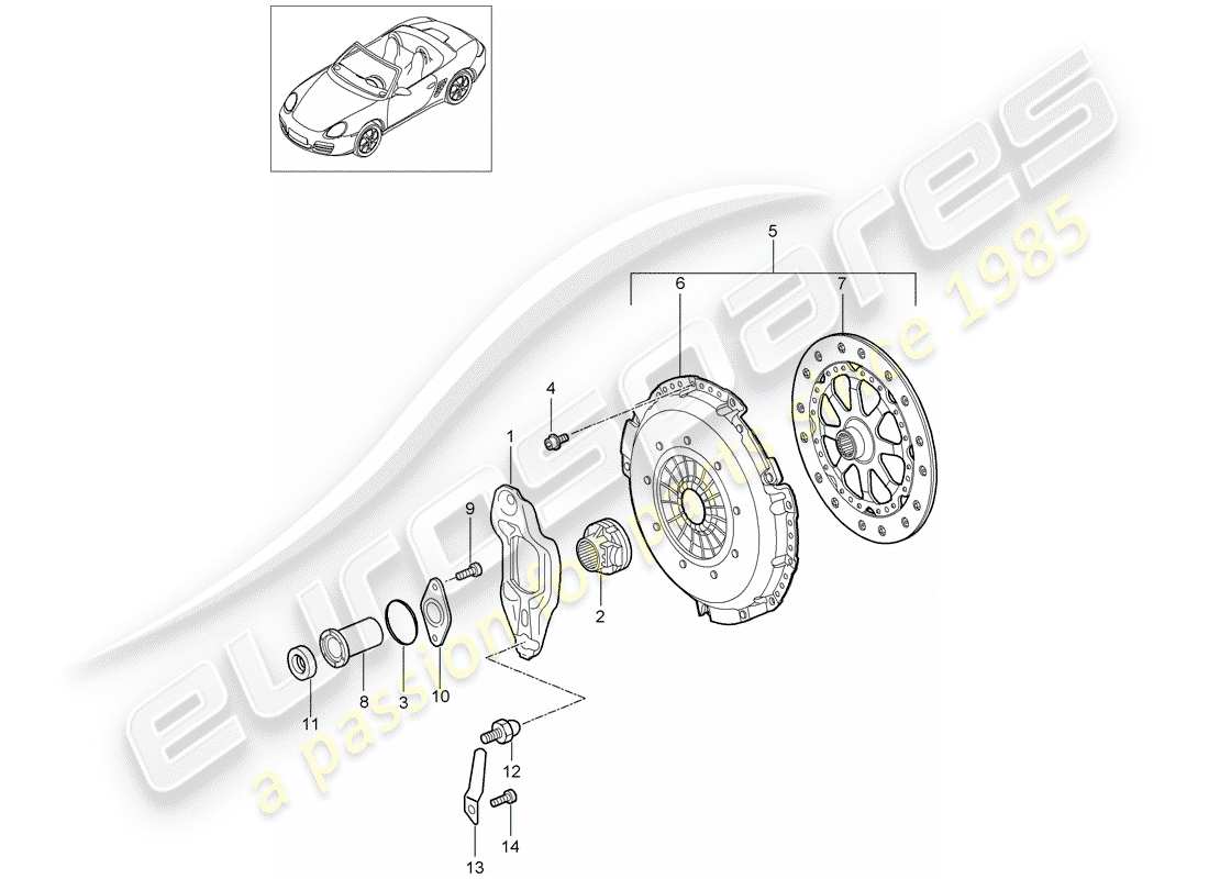 porsche 2006 (987 boxster) schéma des pièces d'embrayage