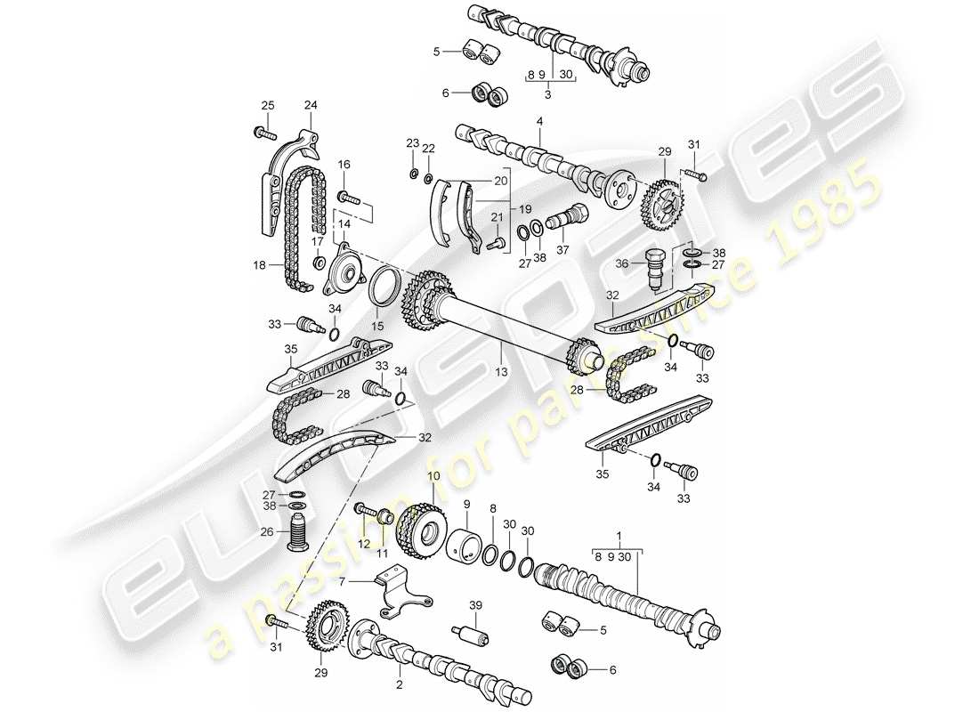 porsche 2006 (987 boxster) schéma des pièces de l'arbre à cames