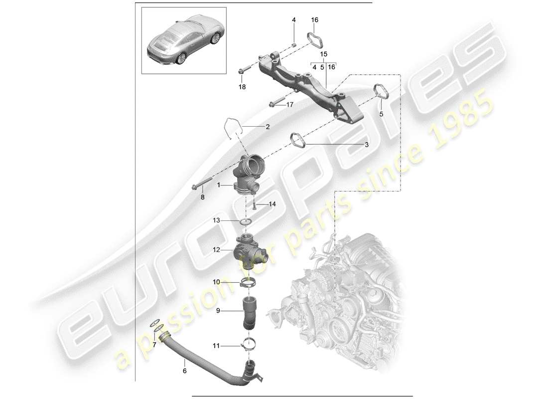 porsche 2019 (991-2) schéma des pièces du sous-châssis