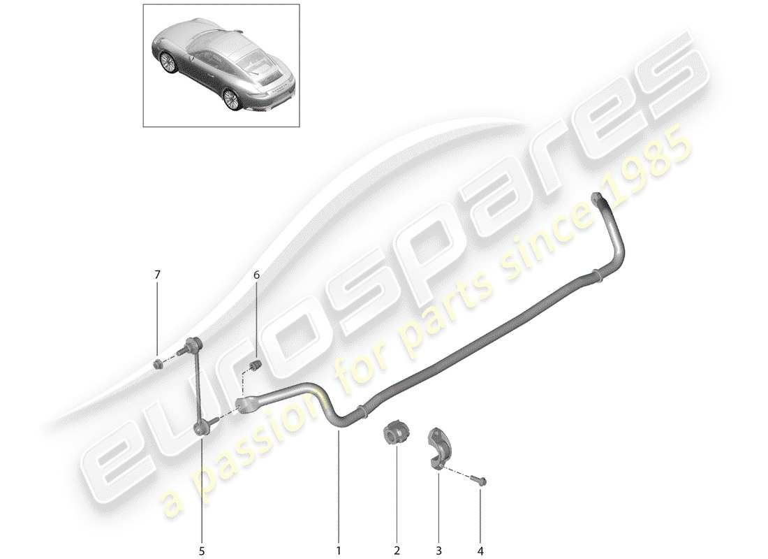 porsche 2019 (991-2) schéma des pièces du stabilisateur