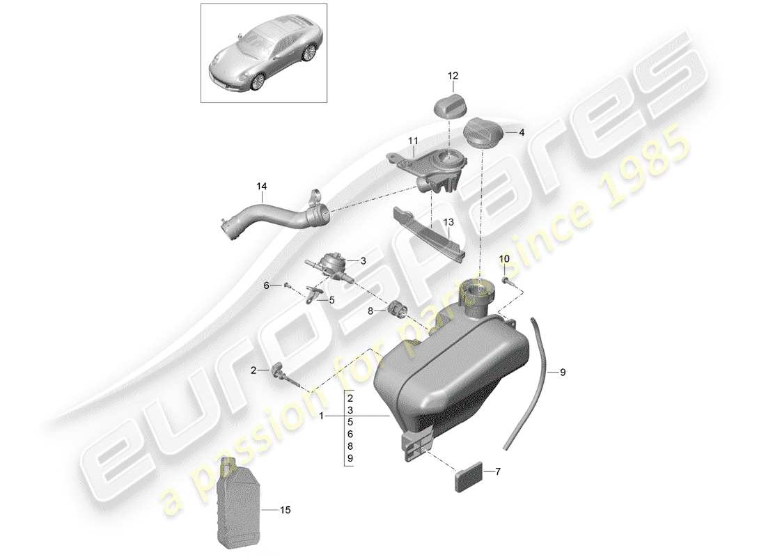 porsche 2020 (991-2) refroidissement par eau schéma des pièces