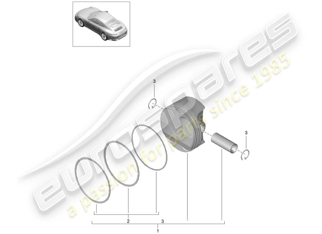 porsche 2020 (991-2) schéma des pièces du piston