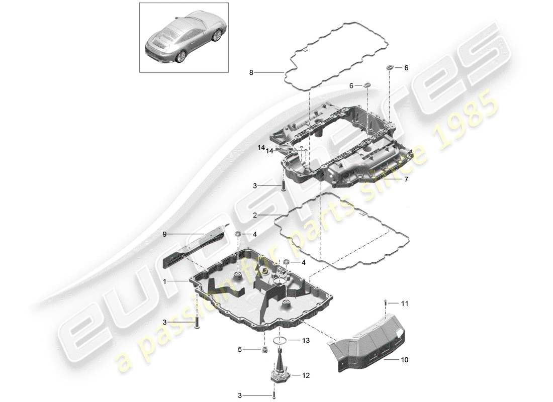 porsche 2020 (991-2) carter d'huile schéma des pièces
