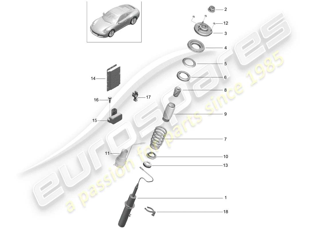 porsche 991 gen. 2 (2020) schéma des pièces de suspension