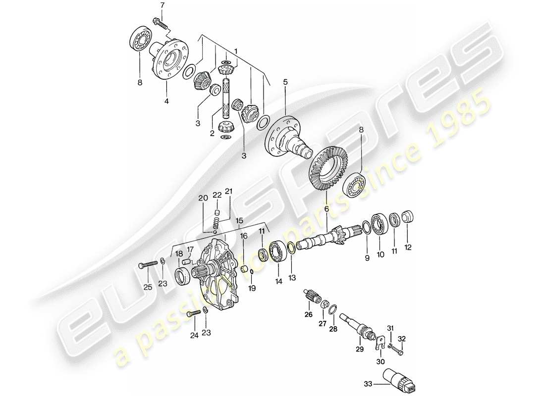 porsche 1986 (944) différentiel - transmission automatique schéma des pièces