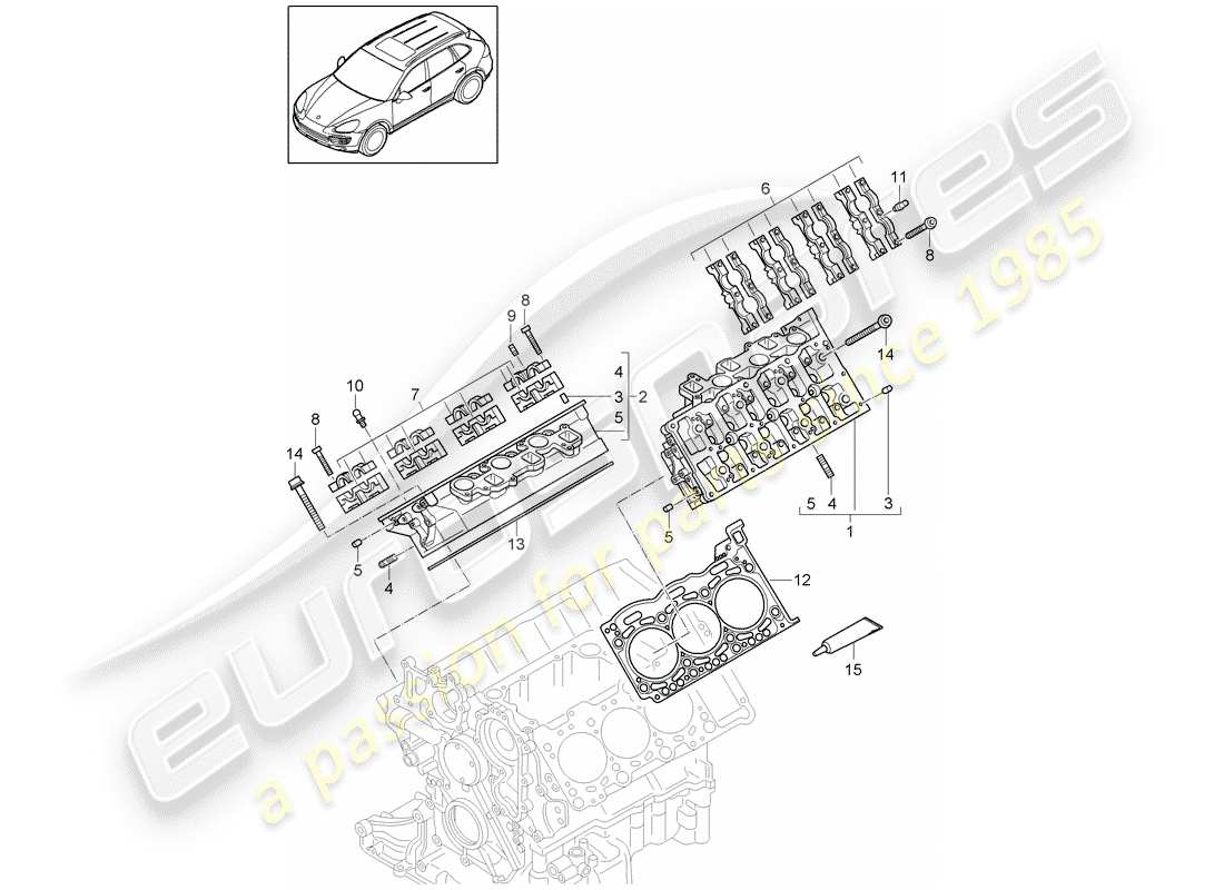 porsche 2011 (cayenne e2 92a) culasse schéma des pièces