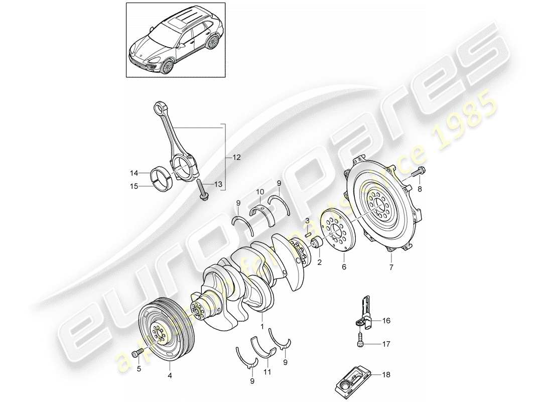 porsche 2012 (cayenne e2 92a) vilebrequin schéma des pièces