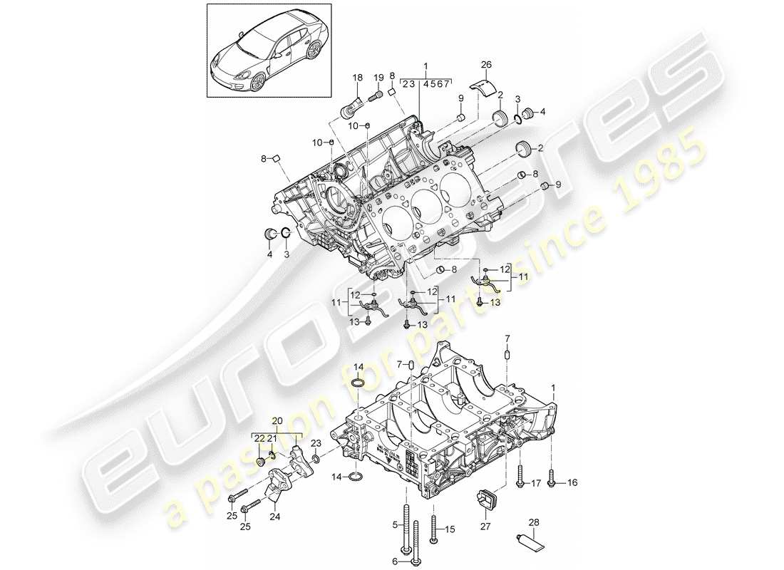 porsche 2014 (panamera 970) carter schéma des pièces