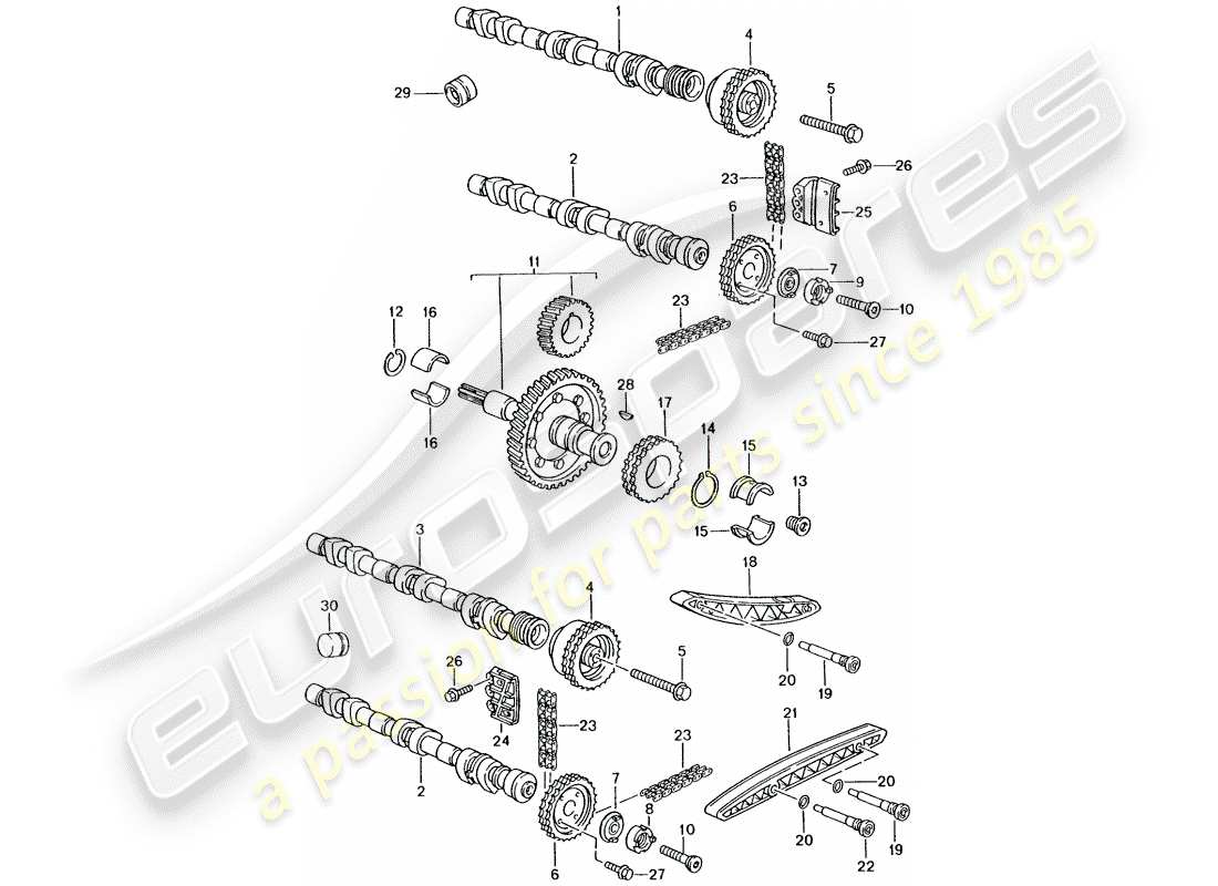 porsche 2003 (996 turbo / gt2) commande de soupape schéma des pièces