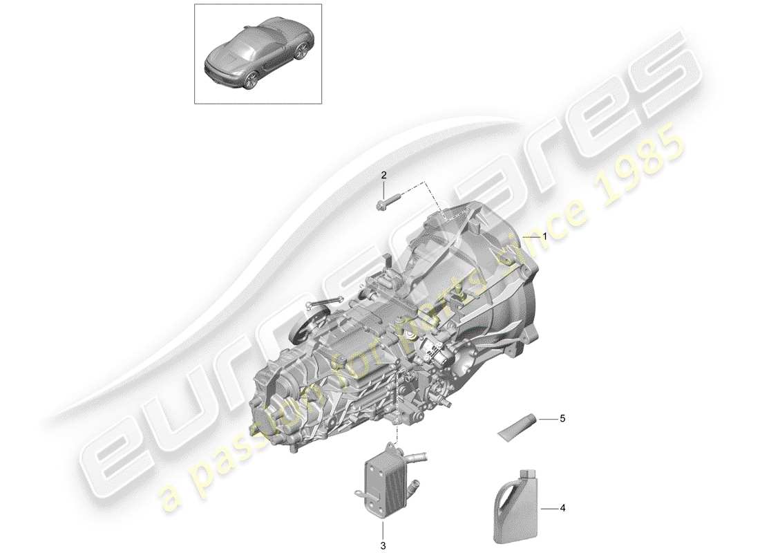 porsche 2016 (981 boxster) boîte de vitesses manuelle schéma des pièces