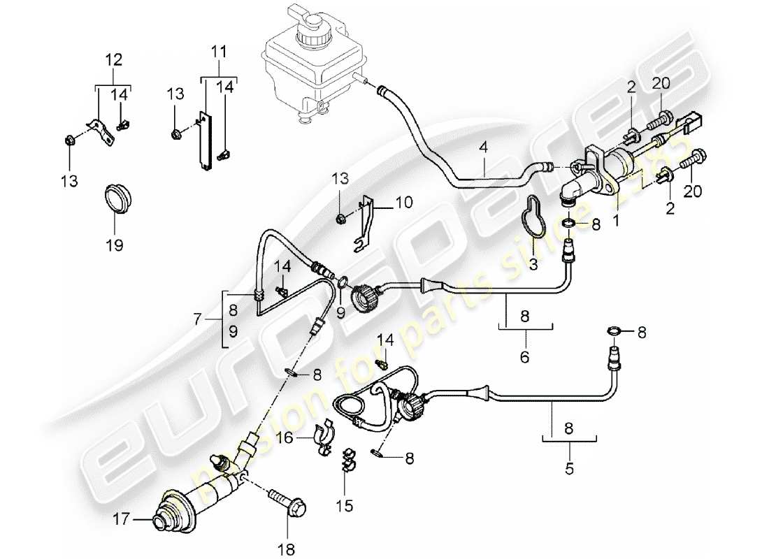 porsche 2004 (cayenne e1 9pa) embrayage hydraulique schéma des pièces