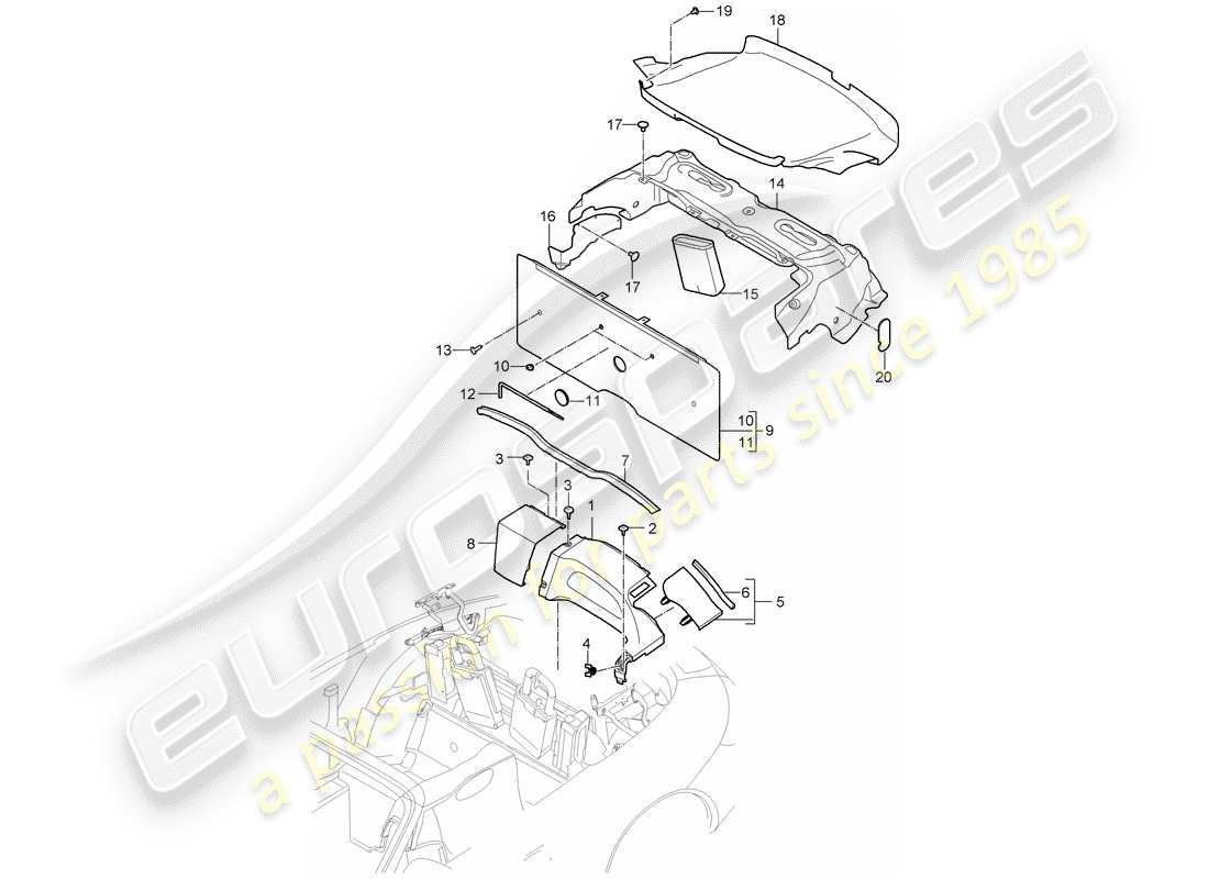 porsche 2011 (997-2) garnitures schéma des pièces
