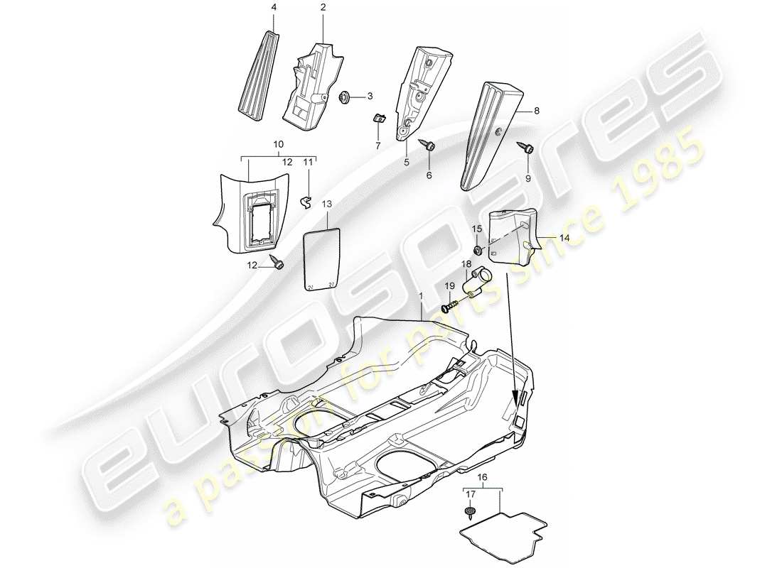porsche 2011 (997-2) couvercle de sol schéma des pièces