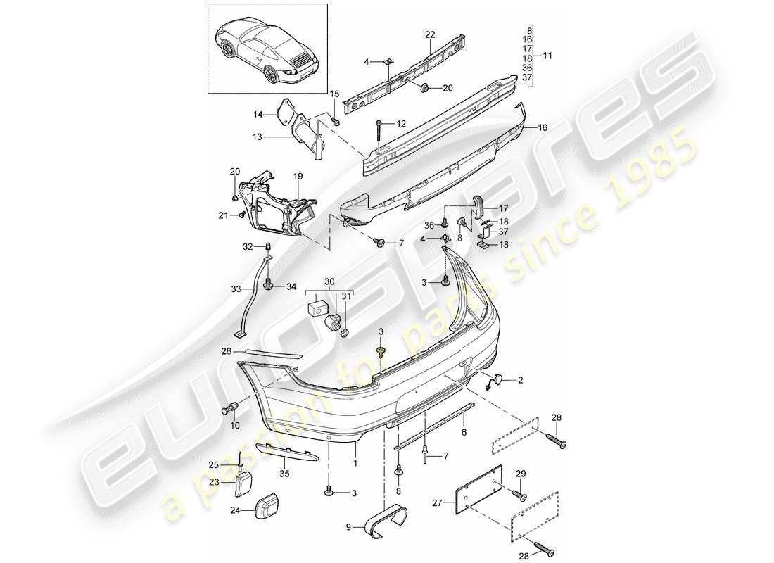 porsche 2011 (997-2) pare-chocs schéma des pièces