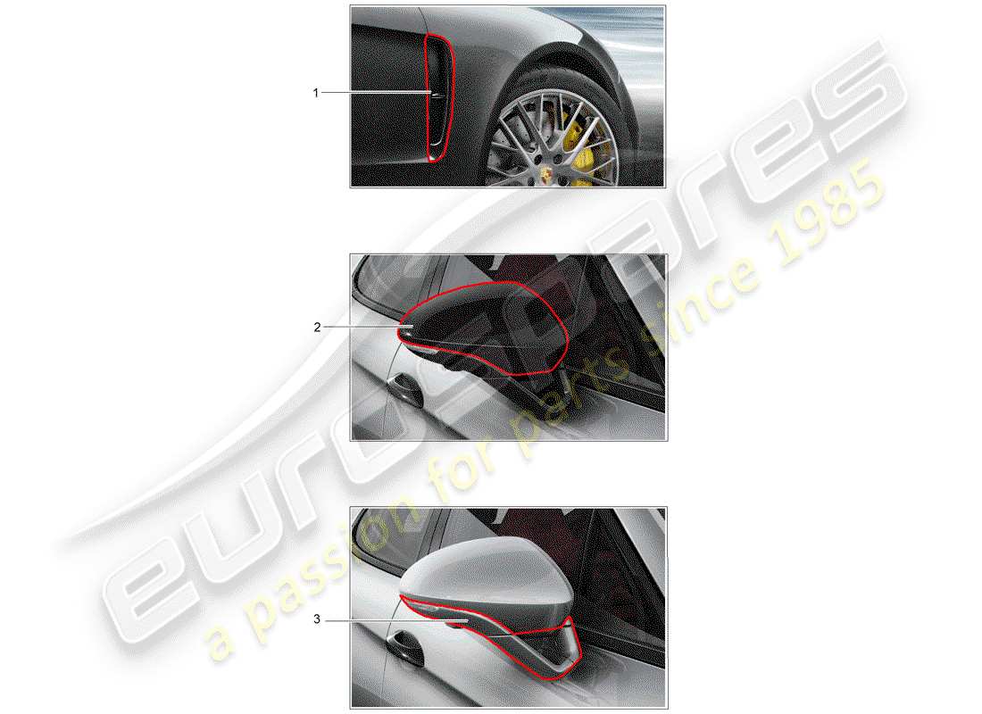 porsche 2011 (tequipment panamera) corps schéma des pièces