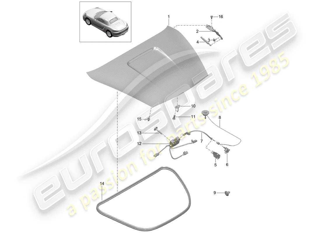 porsche 2017 (718 boxster) couverture schéma des pièces