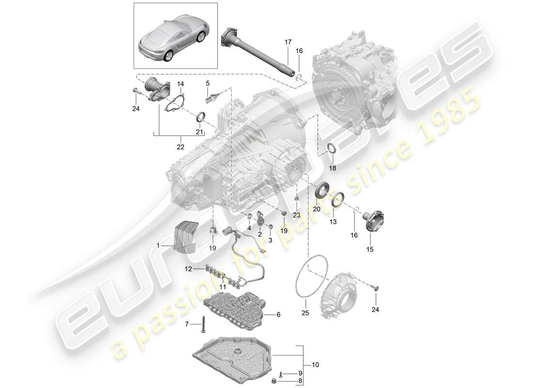 porsche 2018 (718 cayman) -pdk-diagramme des pièces