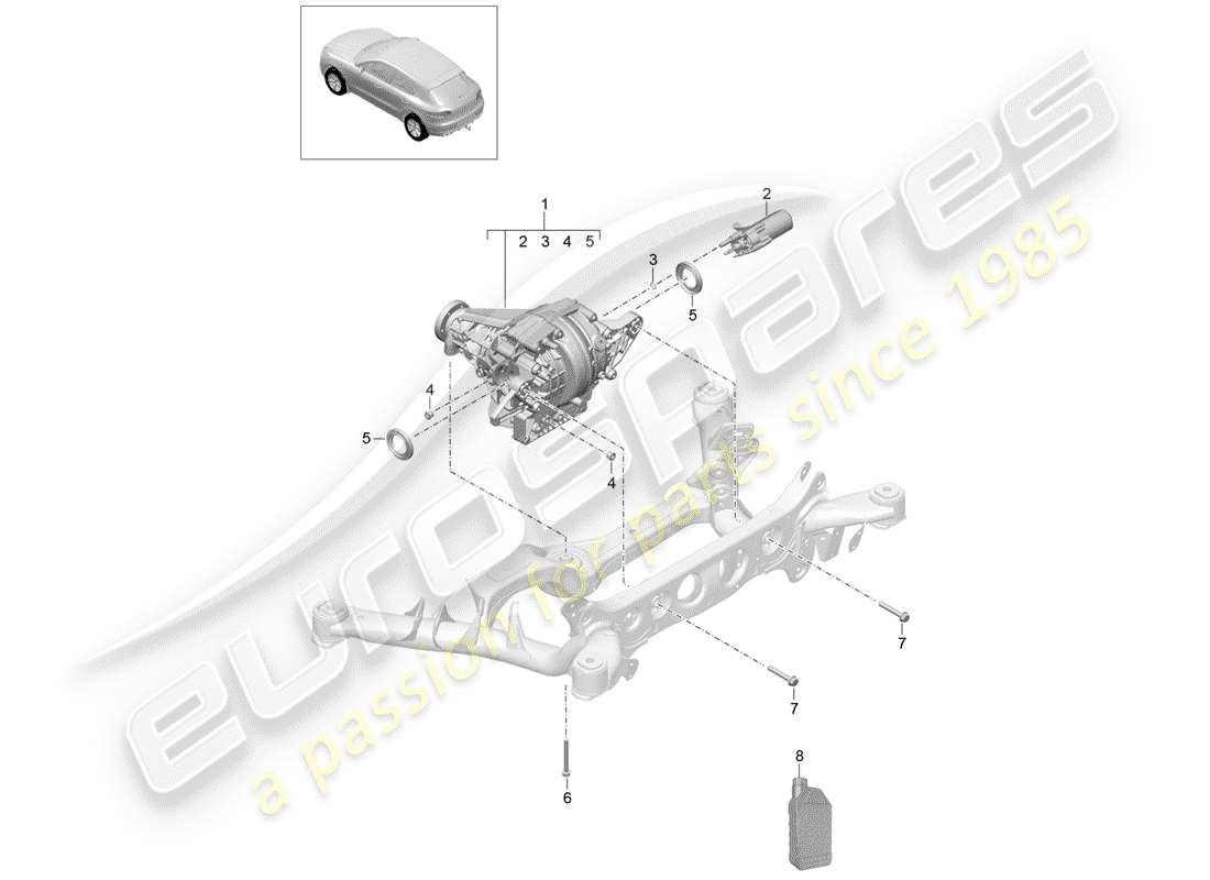 porsche 2014 (macan) différentiel d'essieu arrière schéma des pièces