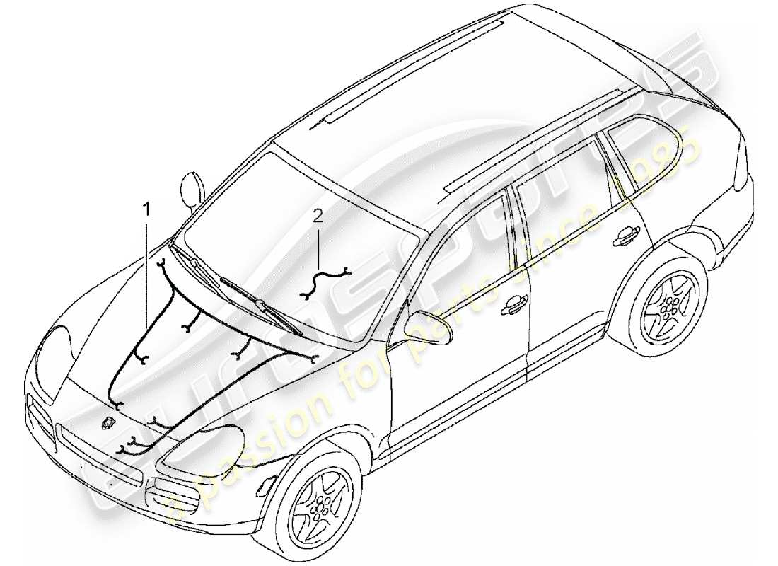 porsche 2004 (cayenne e1 9pa) faisceaux de câbles schéma des pièces