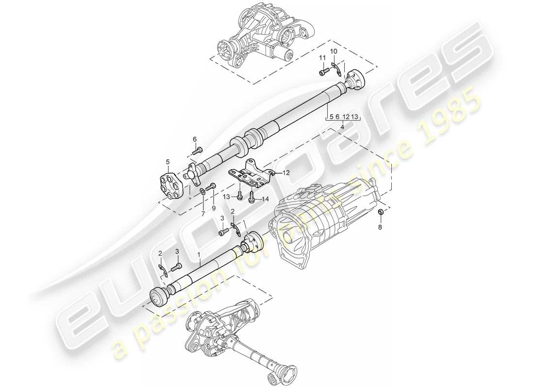 porsche 2010 (cayenne e1 9pa) arbre d'hélice schéma des pièces