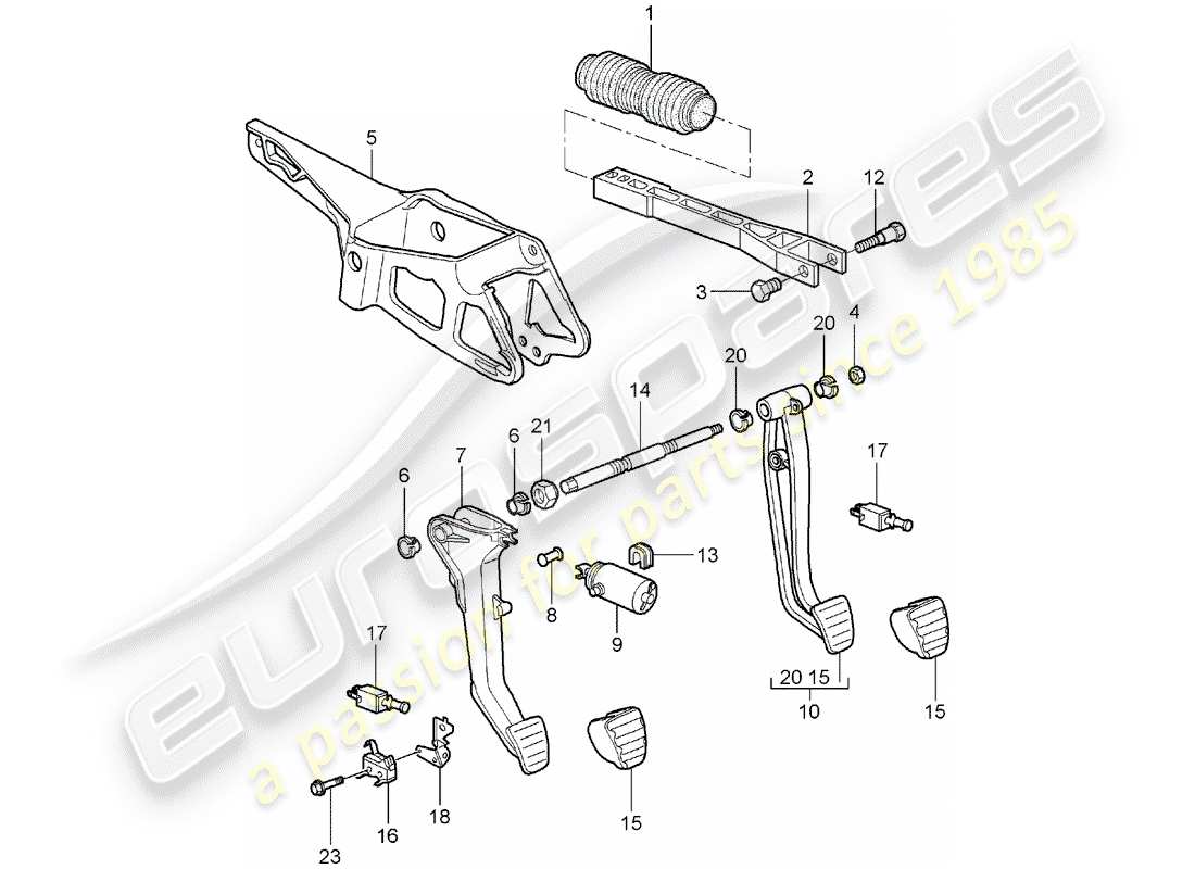 porsche 2005 (997-1) pédales schéma des pièces