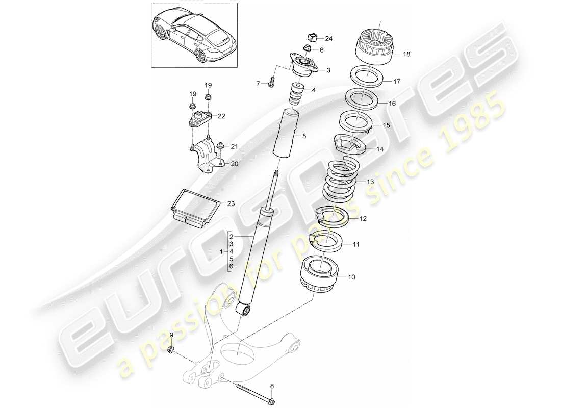 porsche panamera 970 (2014) schéma des pièces de suspension