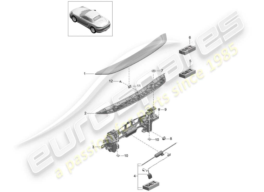 porsche 2017 (718 boxster) spoiler arrière schéma des pièces