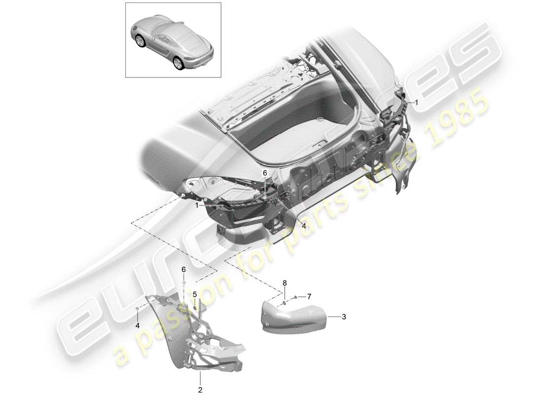 porsche 2018 (718 cayman) fixations diagramme des pièces