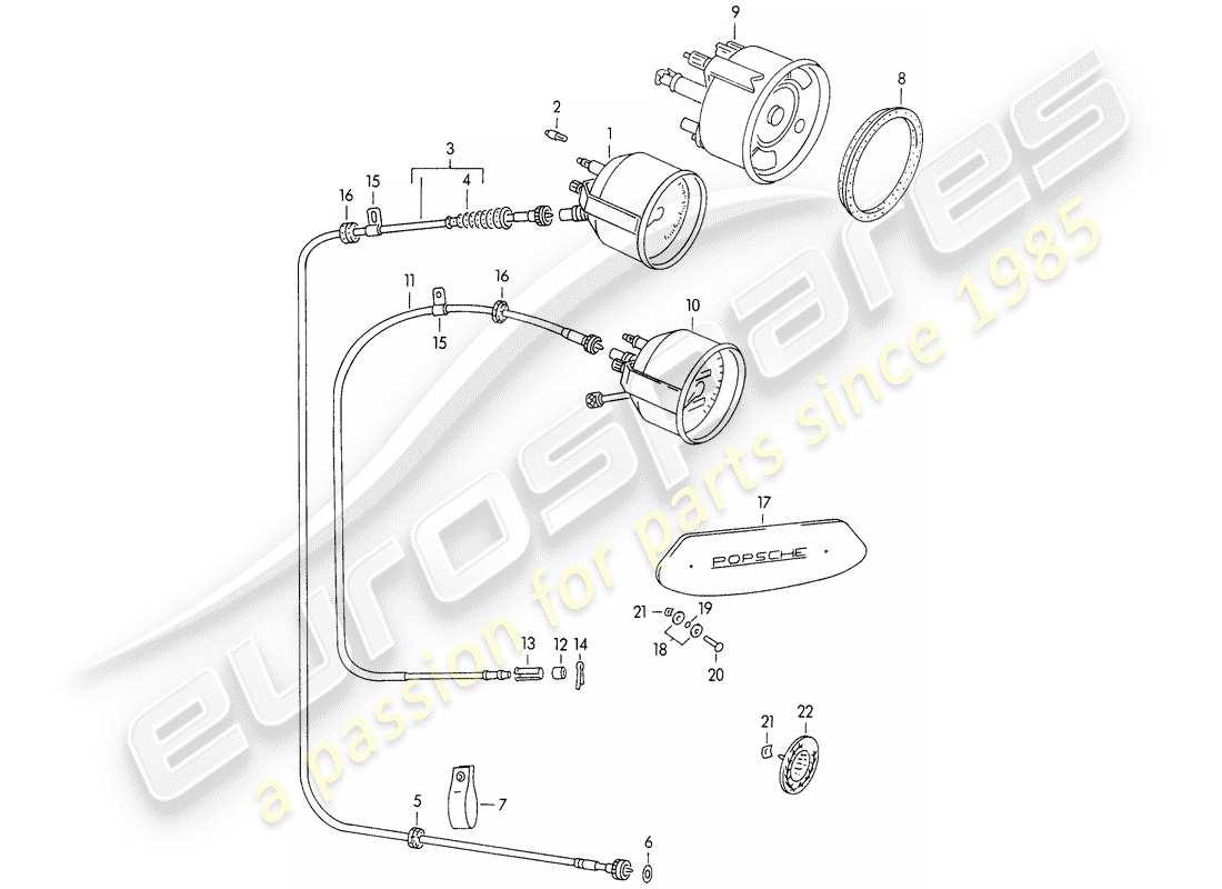 porsche 1956 (356/356a) instruments schéma des pièces