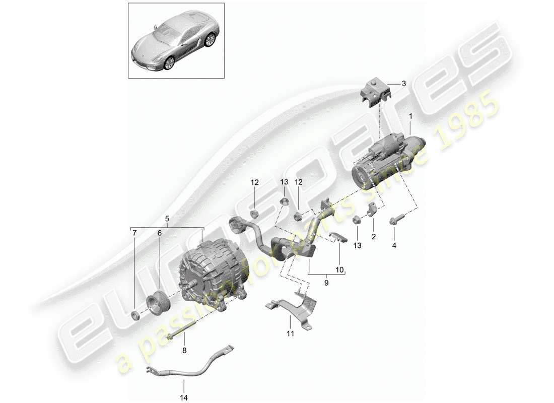 porsche 2016 (981 cayman) entrée schéma des pièces