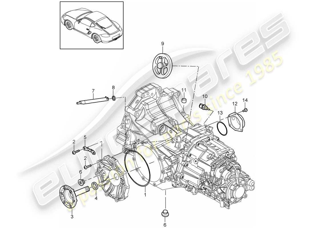 porsche 2011 (987 cayman) transmission de remplacement schéma des pièces