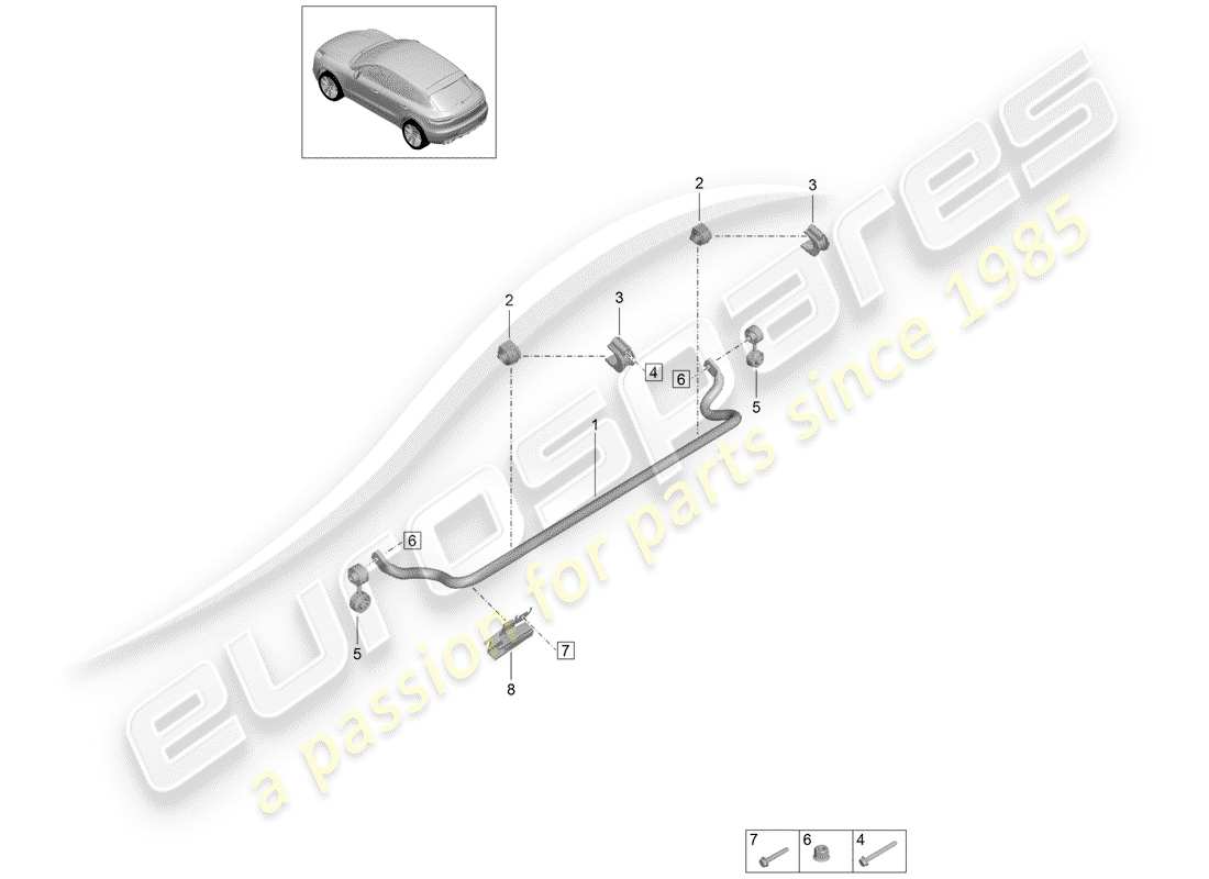 porsche macan (2020) schéma des pièces du stabilisateur