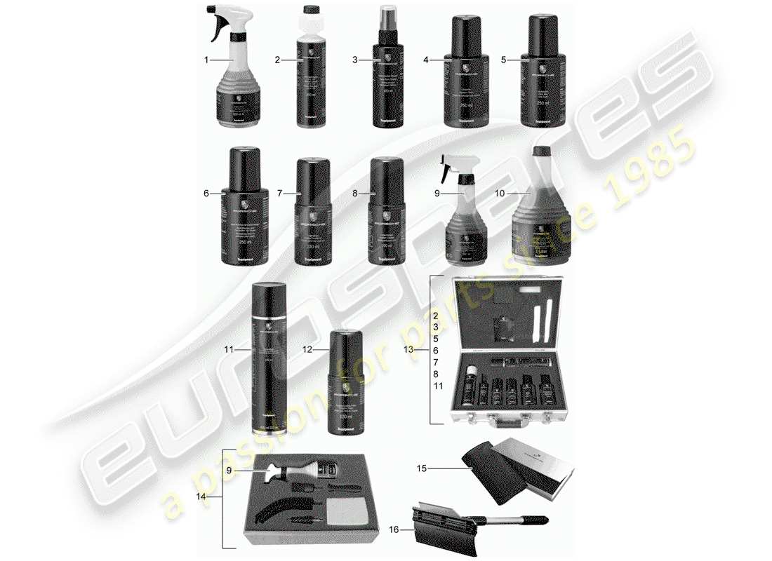 porsche 2012 (tequipment) agent de nettoyage schéma des pièces