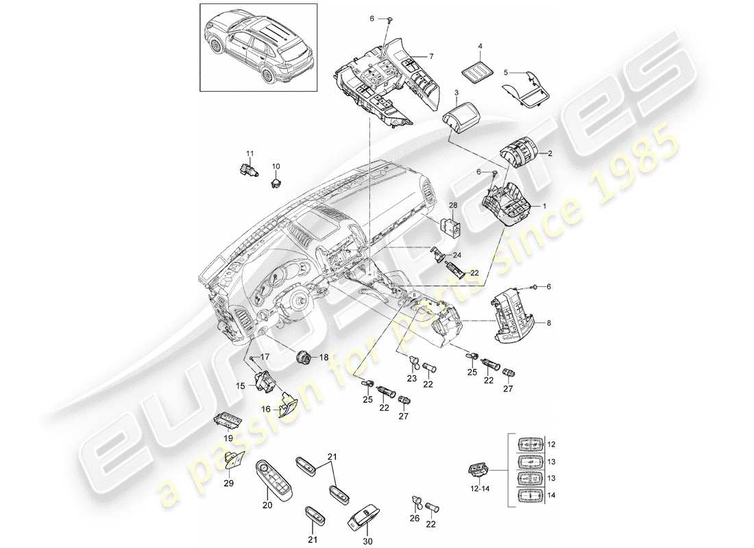 porsche 2013 (cayenne e2 92a) changer schéma des pièces