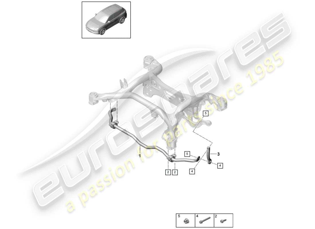 porsche 2019 (cayenne e3 9ya/9yb) schéma des pièces du stabilisateur