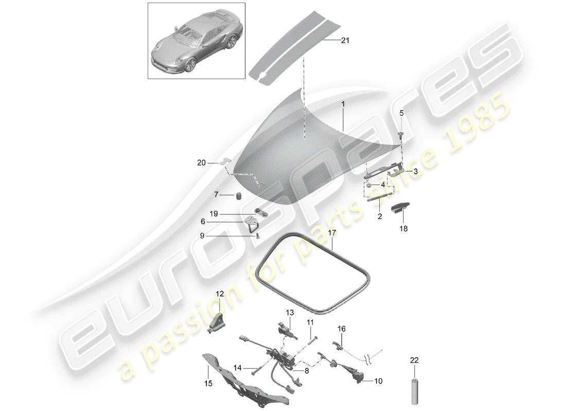 porsche 2020 (991-2 turbo) couverture diagramme de pièce