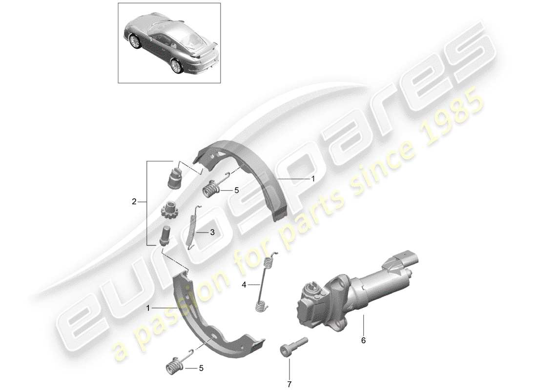 porsche 2019 (991-2 r/gt3/rs) frein à main schéma des pièces