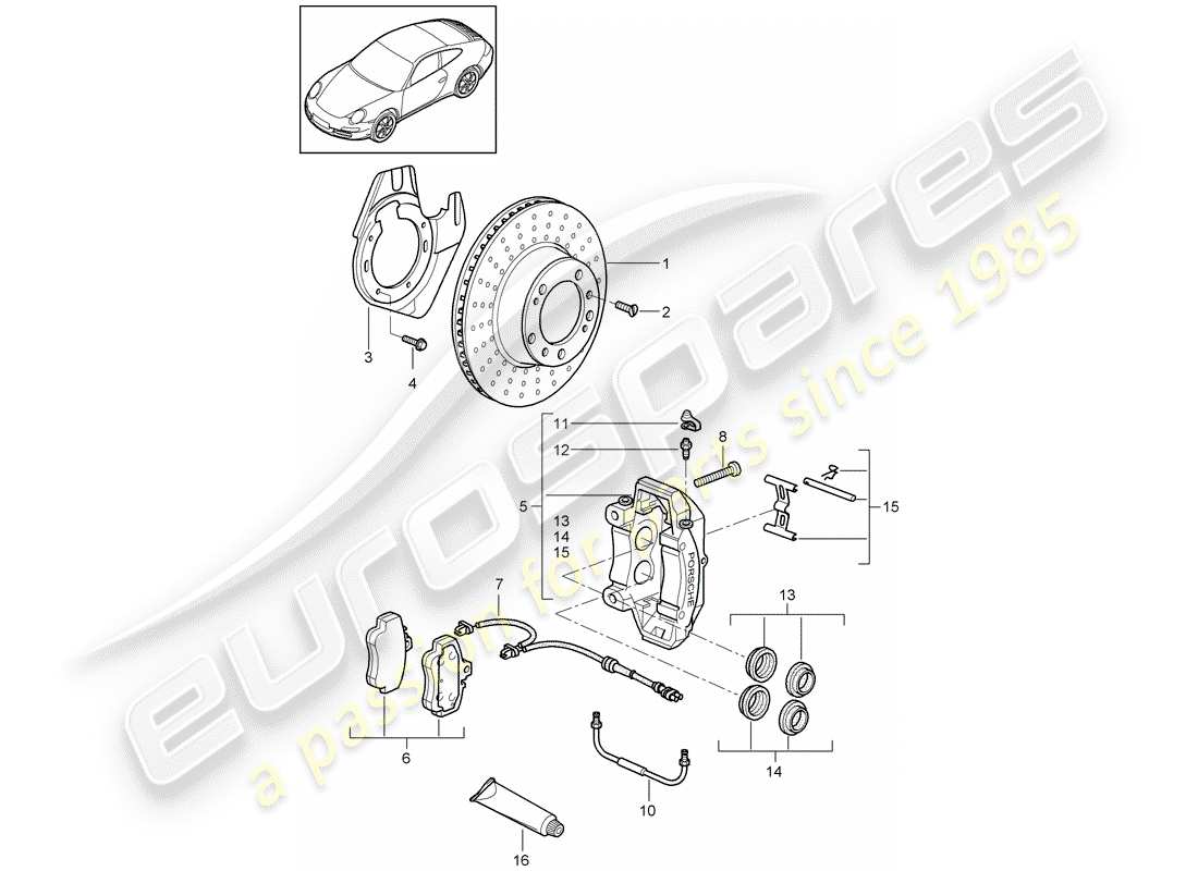 porsche 2011 (997-2) freins à disque schéma des pièces