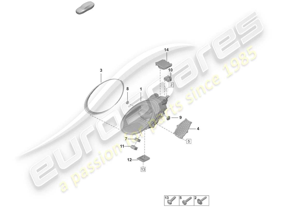 porsche 2020 (992-1) phare à led avec schéma des pièces
