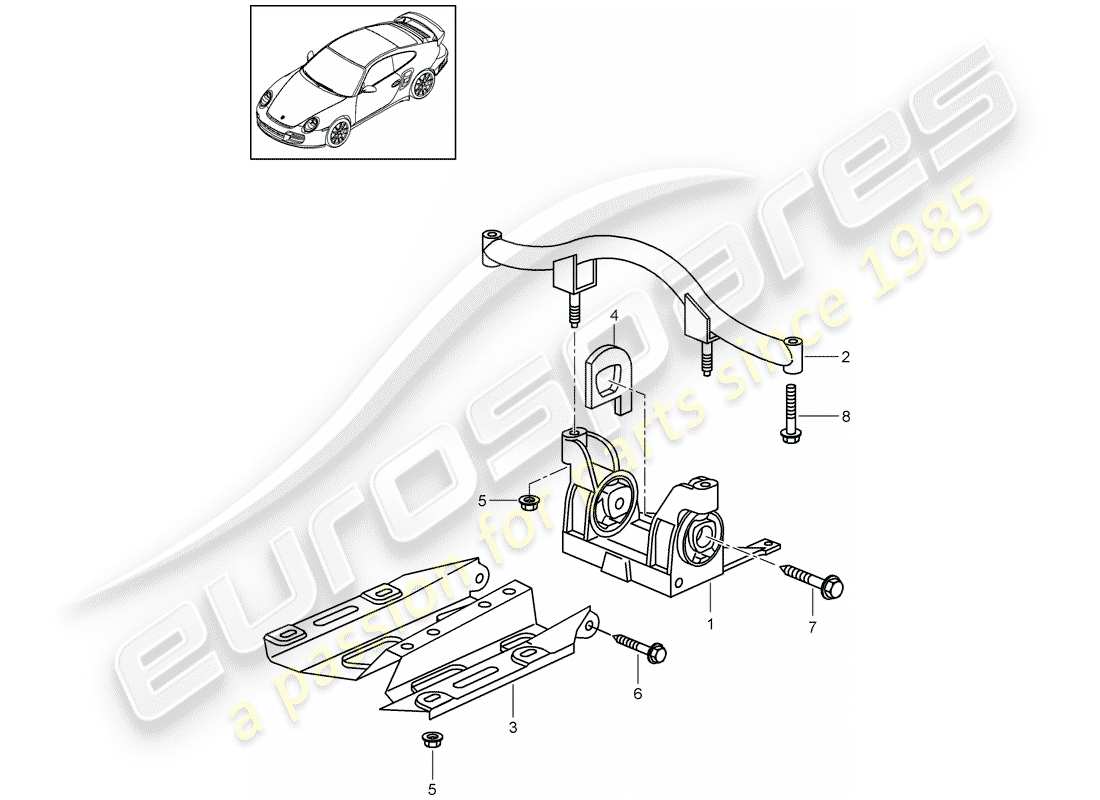 porsche 2012 (997-2 turbo / gt2 rs) suspension de transmission schéma des pièces