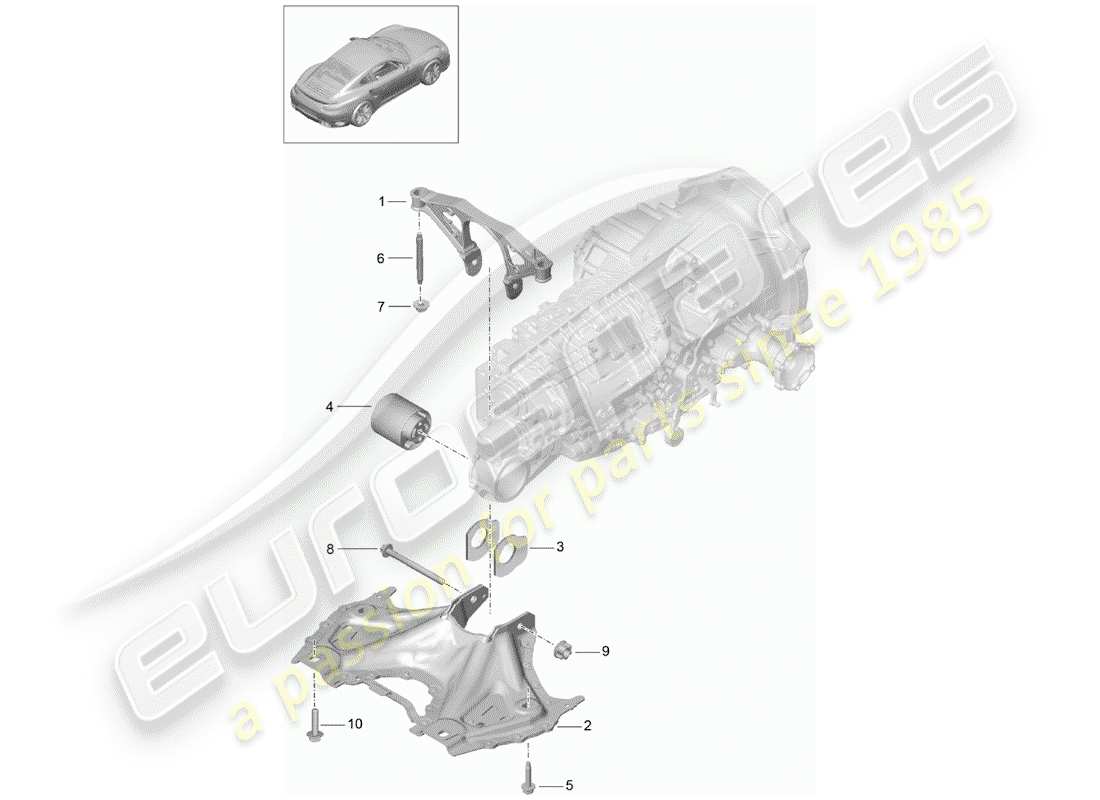 porsche 2020 (991-2 turbo) schéma des pièces du sous-châssis