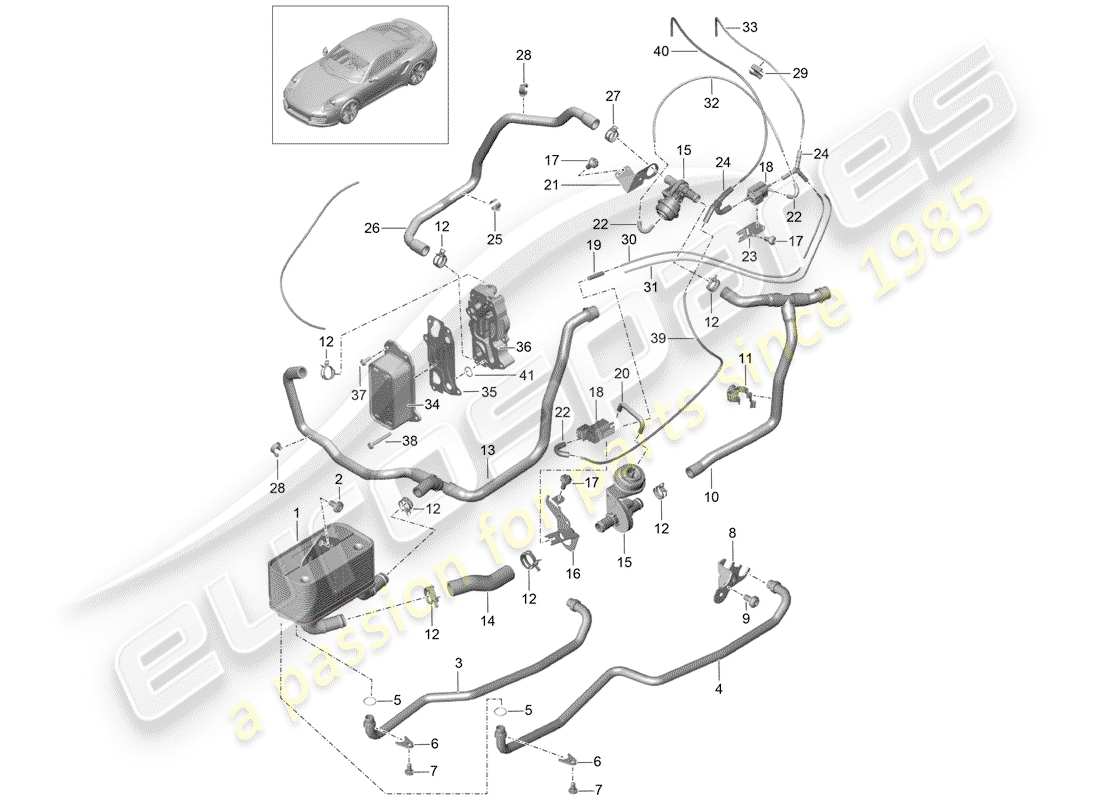 porsche 2020 (991-2 turbo) -pdk-diagramme des pièces