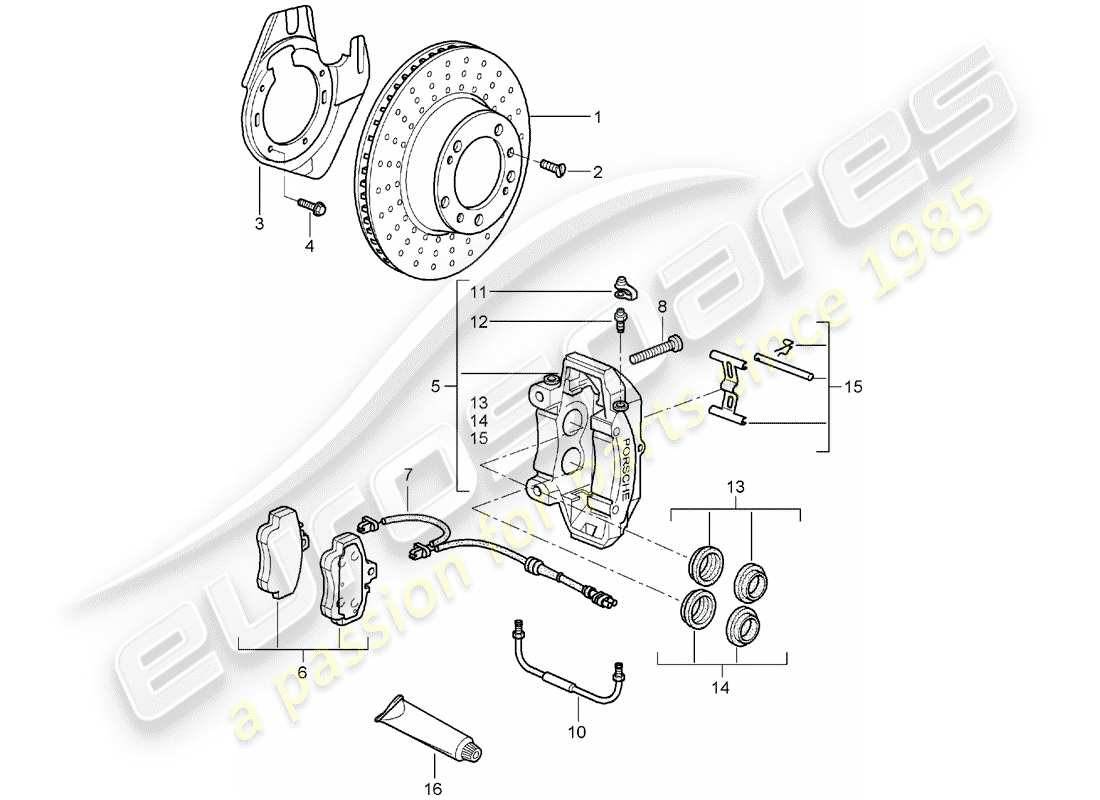 porsche 2005 (997-1) freins à disque schéma des pièces