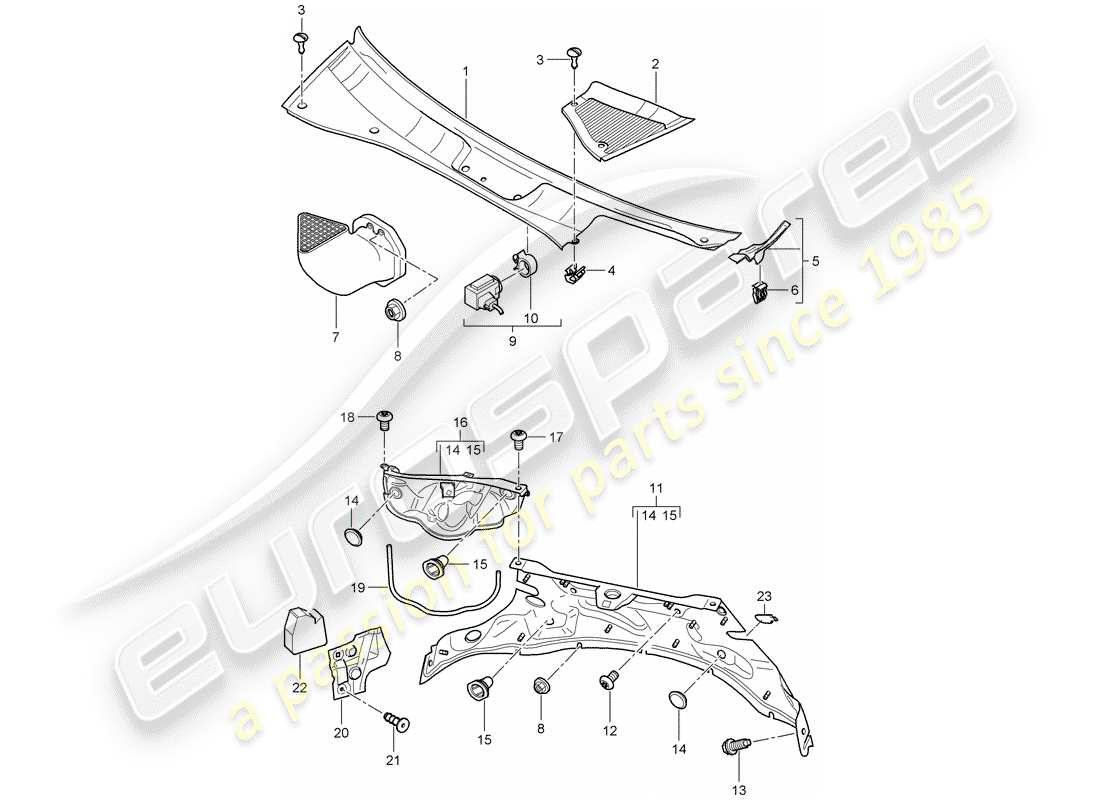 porsche 2007 (cayenne e1 9pa) couverture schéma des pièces