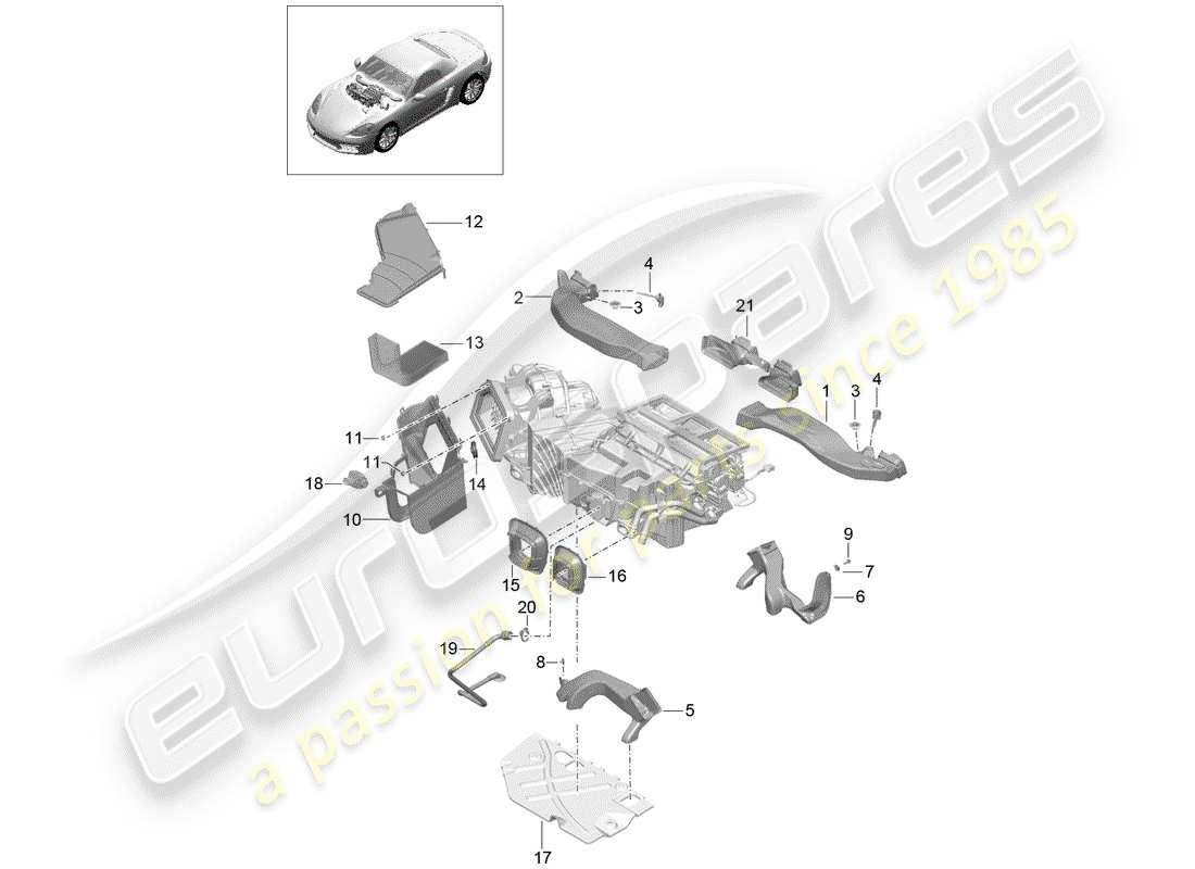 porsche 2020 (718 boxster) conduit d'air schéma des pièces