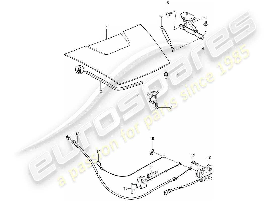 porsche 2005 (987 boxster) couverture diagramme de pièce